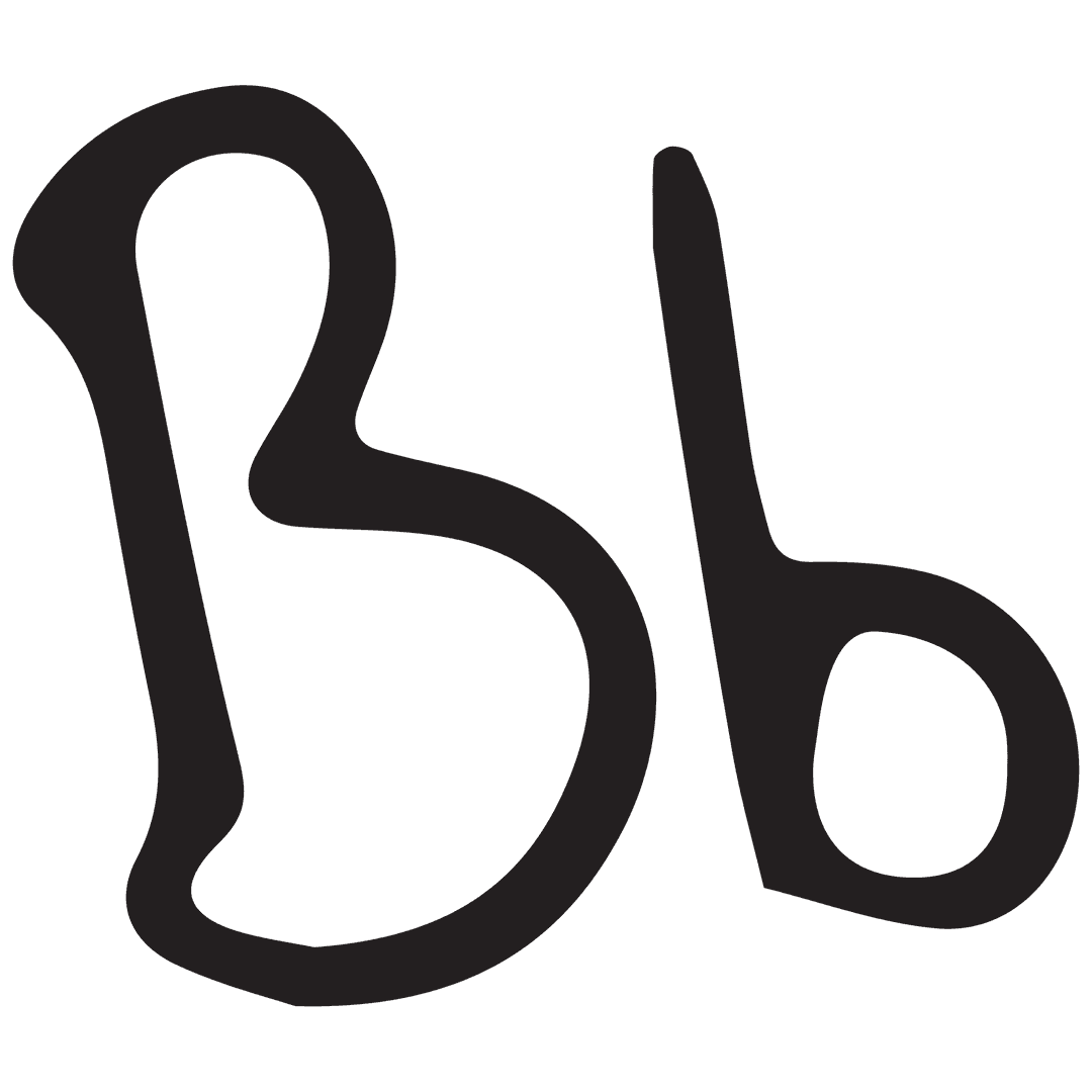 Elegant Black Bb Symbol on Transparent Background