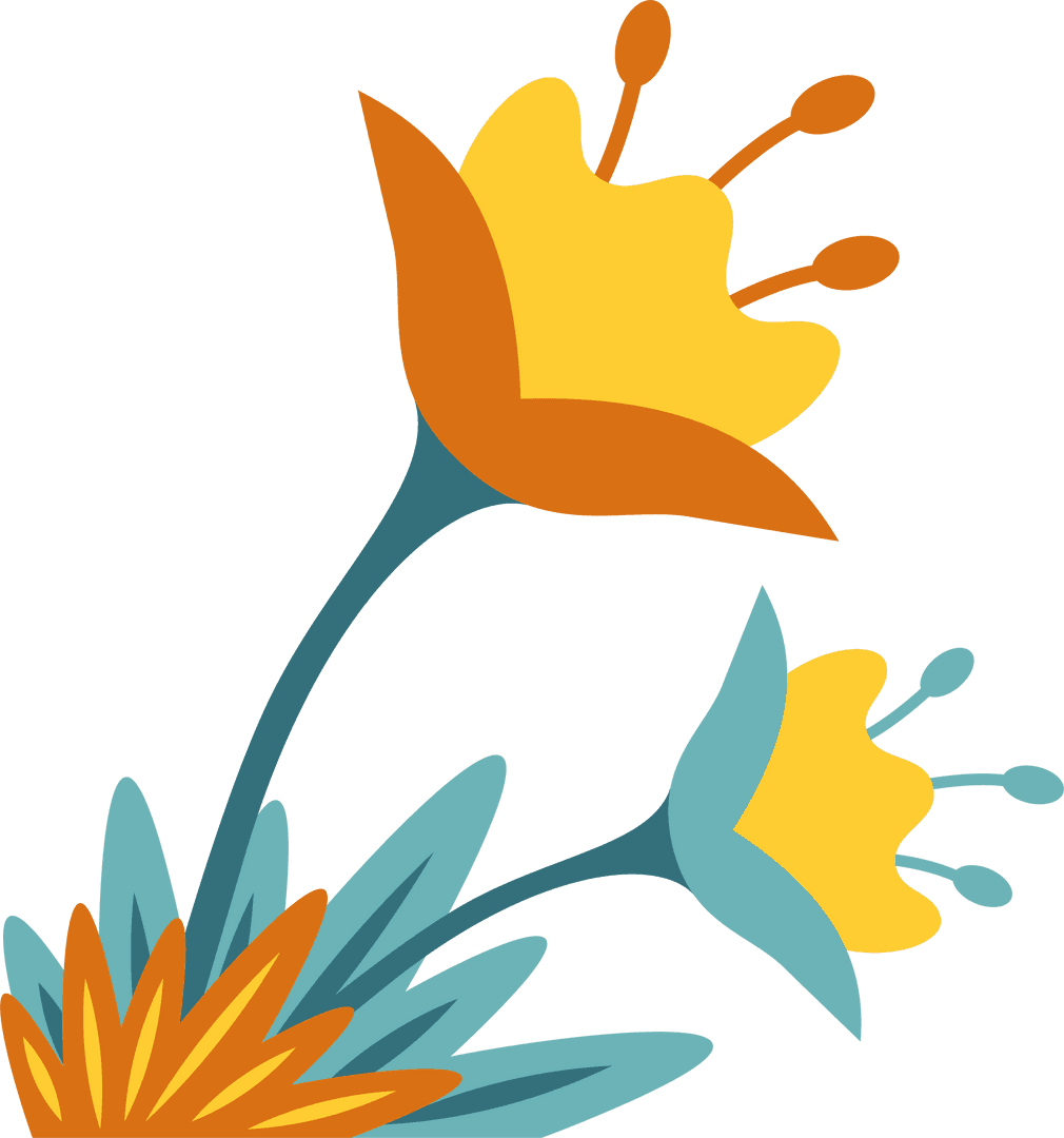 Bright Floral Illustration with Transparent Background