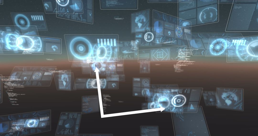 Abstract Digital Interface with Data Projections and Graphs