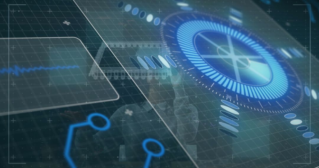 Abstract Futuristic Dashboard with Holographic Elements and Graphs