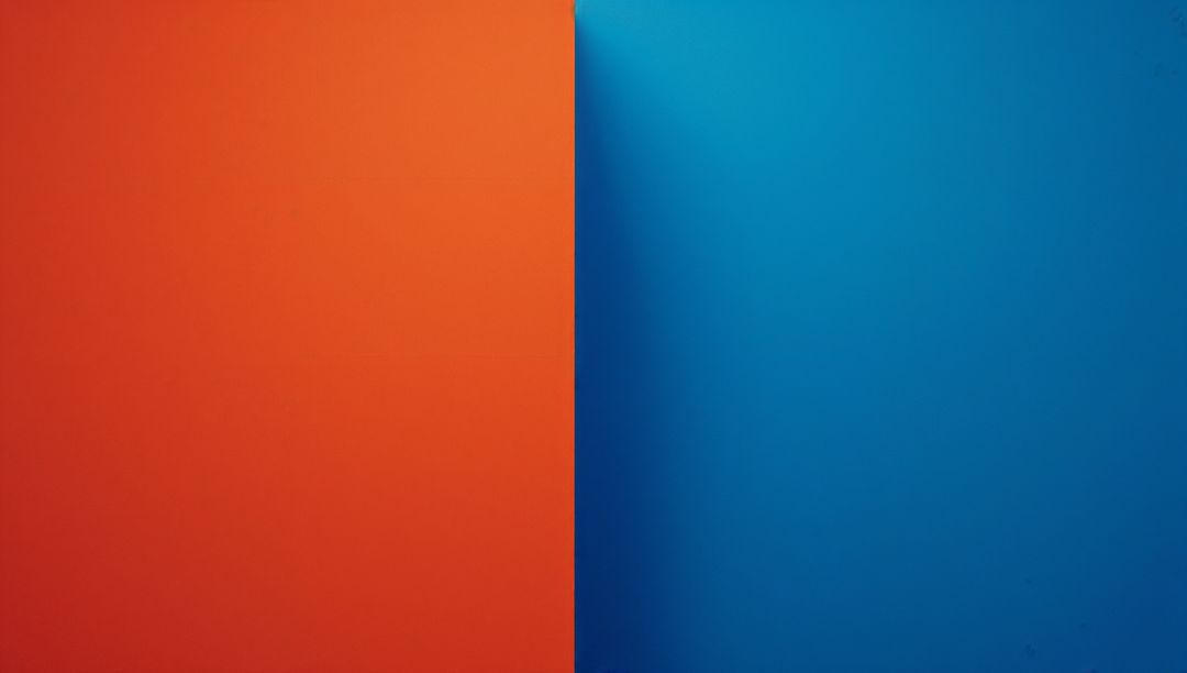 Vivid Orange and Blue Two-Tone Wall with Vertical Division