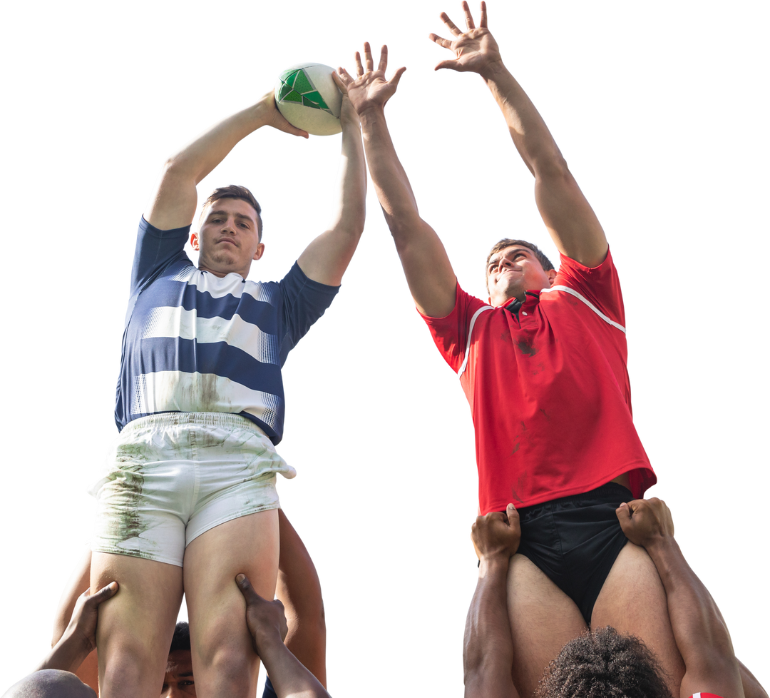 Transparent Shared Diverse Male Rugby Players on Team Reaching Rugby Ball - Download Free Stock Images Pikwizard.com