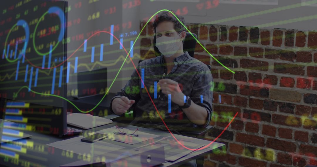 Businessman Analyzing Financial Data in Pandemic Era
