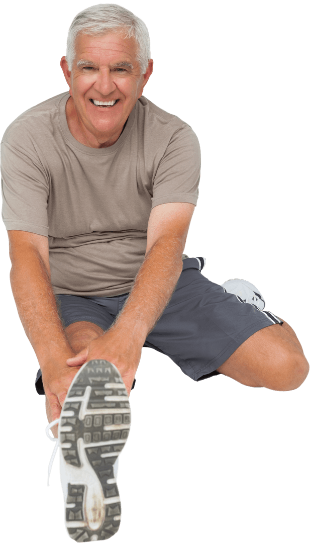 Senior Man Stretching Transparently in Activewear