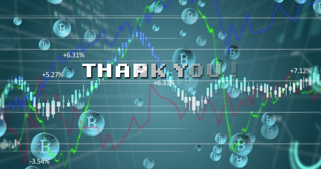 Thank You in Digital Abstract Cryptocurrency Space