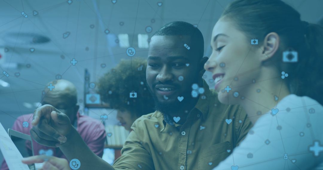 Diverse Team Collaborating with Global Network Interface