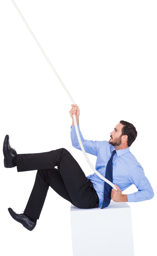 Transparent Businessman in Formal Suit Pulling a Rope with Effort - Download Free Stock Images Pikwizard.com