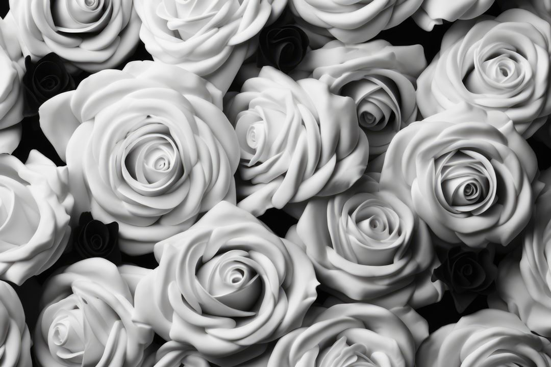 White roses in black and white on black background, created using generative ai technology - Free Images, Stock Photos and Pictures on Pikwizard.com