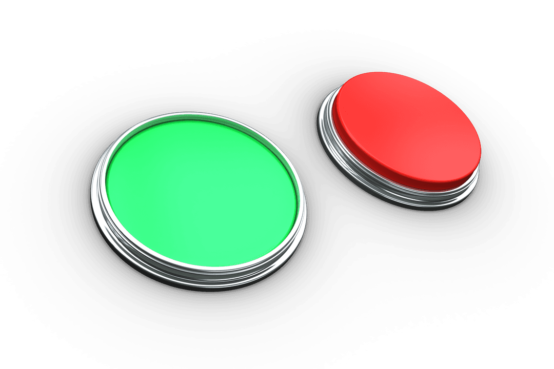 Transparent Green and Red Round Push Buttons Isolated