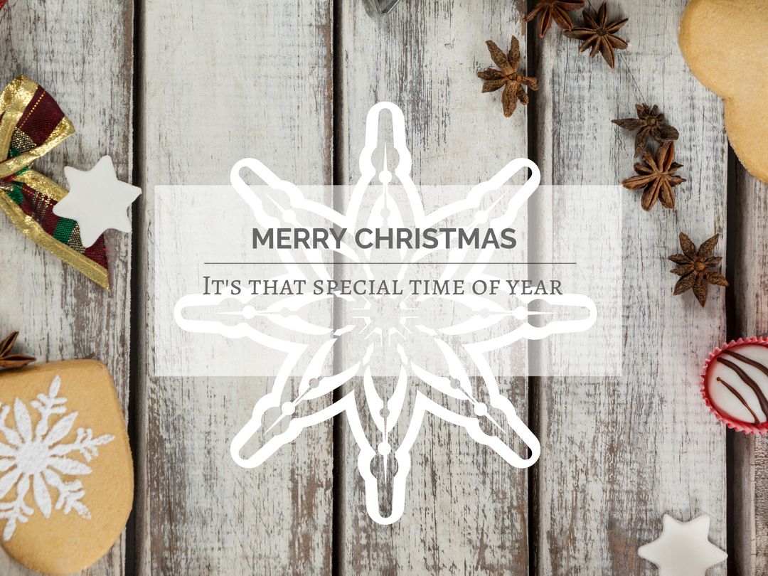 Holiday Season Snowflake with Christmas Decorations