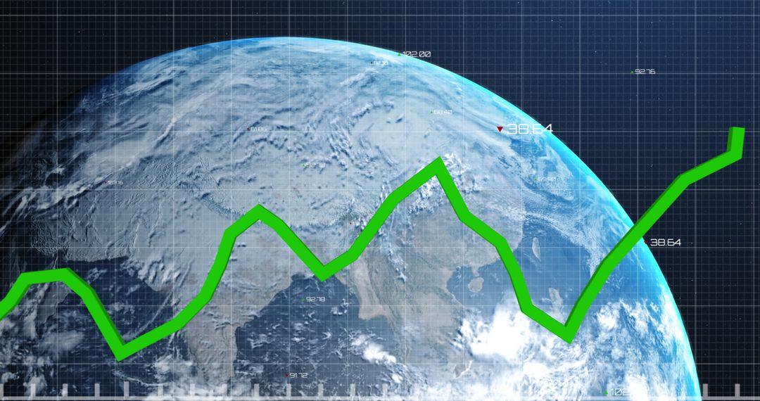 Global Financial Growth Trends with Data Graph Over Earth