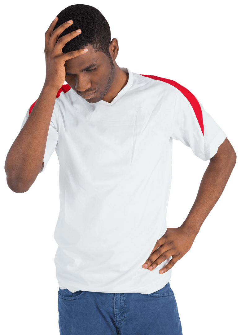 Transparent Man Looking Disappointed with Hand on Head