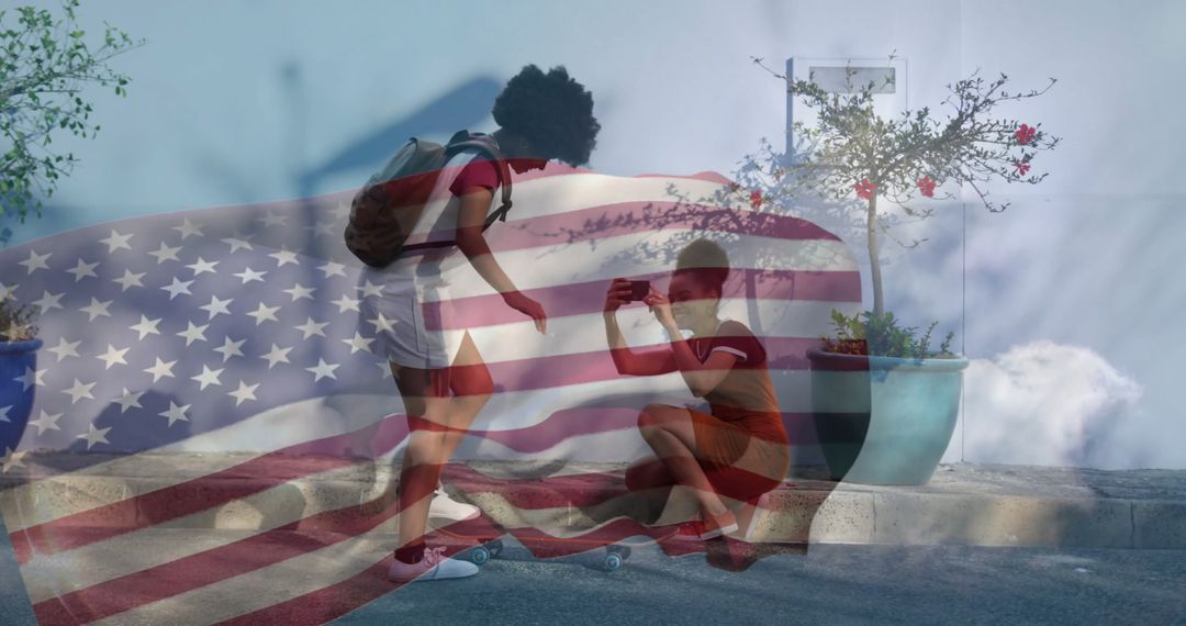 Candid Youthful Skaters Sharing Smartphone Task in Urban Vibe