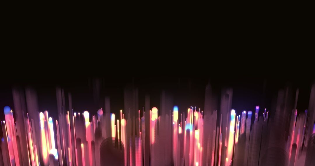 Abstract Colorful Light Trails Against Black Background