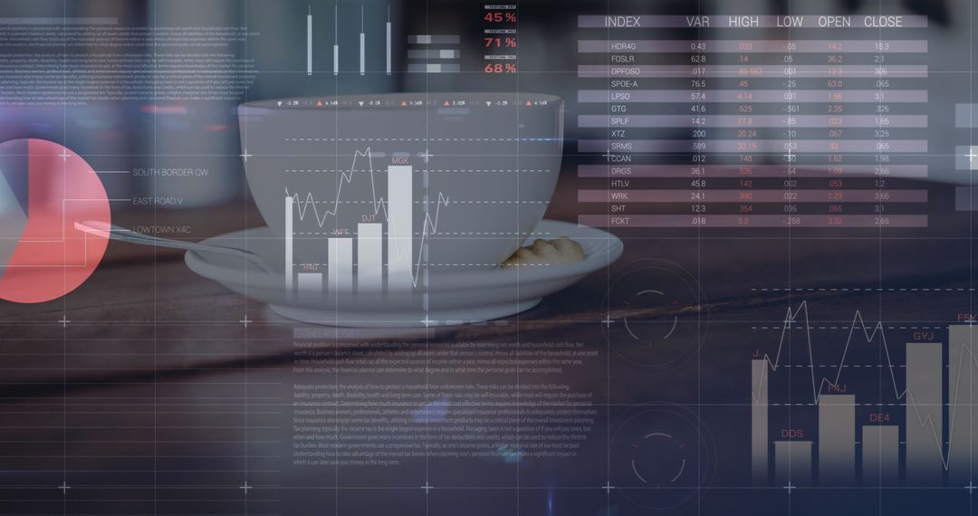 Digital Analytics Overlaying Coffee and Technology Fusion