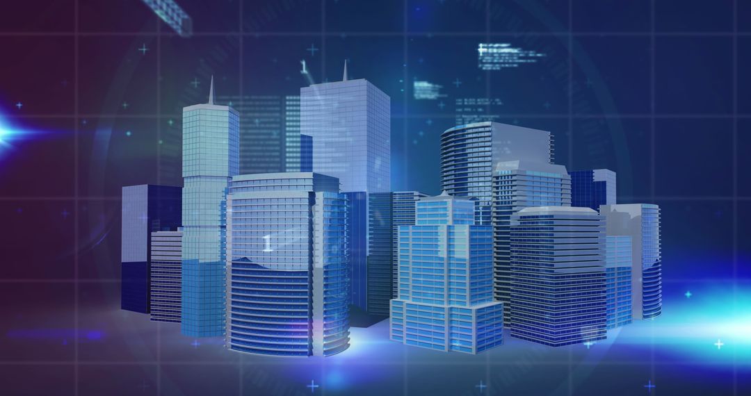 Digital Finance Overlay on Urban Cityscape