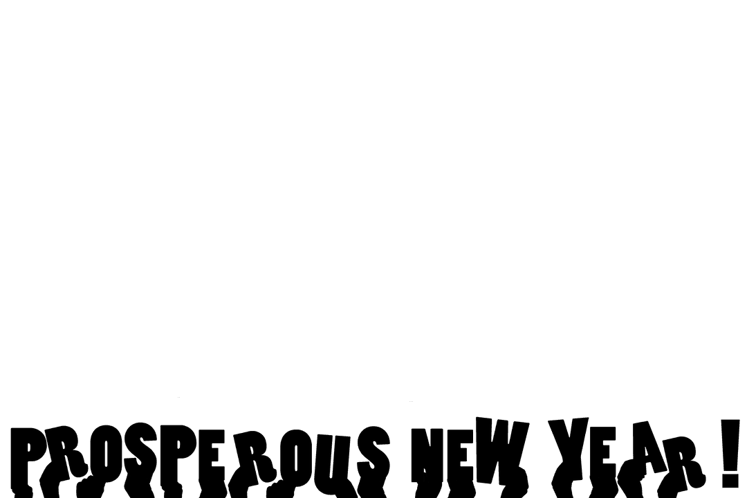 Prosperous New Year Text with Raised Hands on Transparent Background