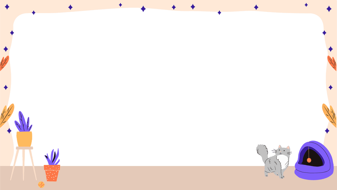 Transparent Botanical Cat Theme with Teal Accent and Dashed Border