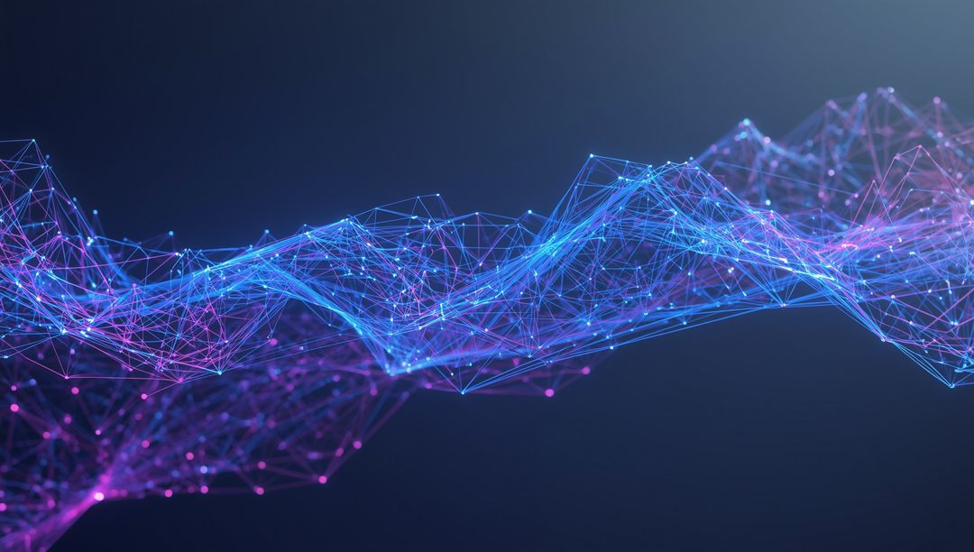 Abstract Glowing Network Wave in Futuristic Digital Space