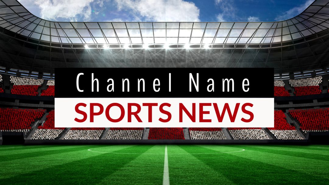 Vibrant sports news channel in dynamic stadium