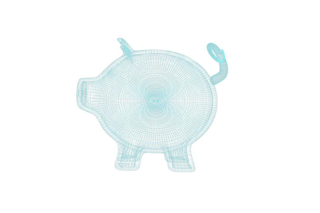 Transparent Blue 3D Wireframe Pig Concept Art for Innovative Designs