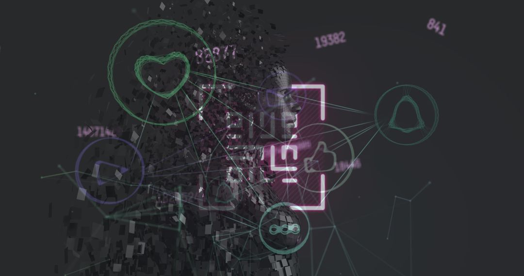 Digital Human Model with Data Network and Connection Icons