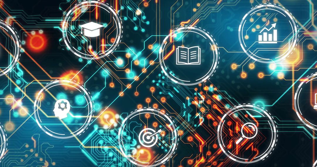 Abstract Futuristic Network with Data Processing Icons