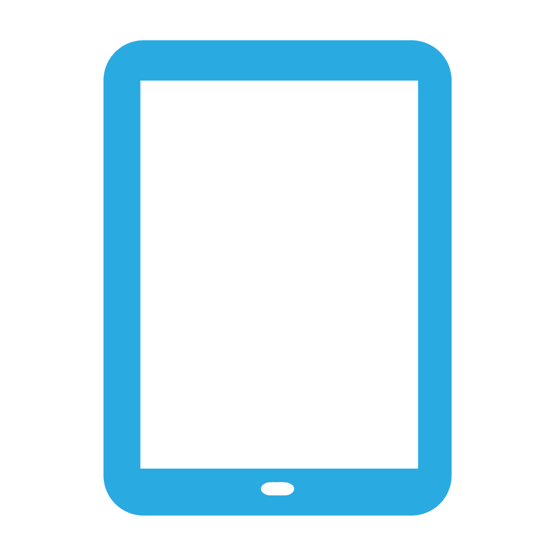 Blue Transparent Tablet Isolated on White Background