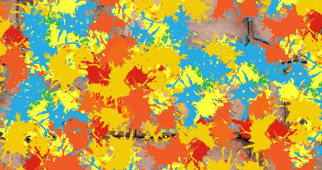 Vibrant Paint Splashes on Brick Wall for Creative Background - Free Images, Stock Photos and Pictures on Pikwizard.com