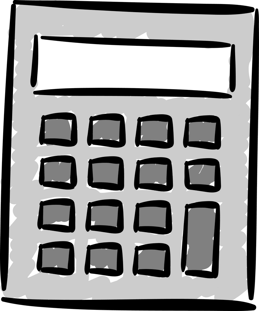 Transparent Gray Calculator Illustration on White Background