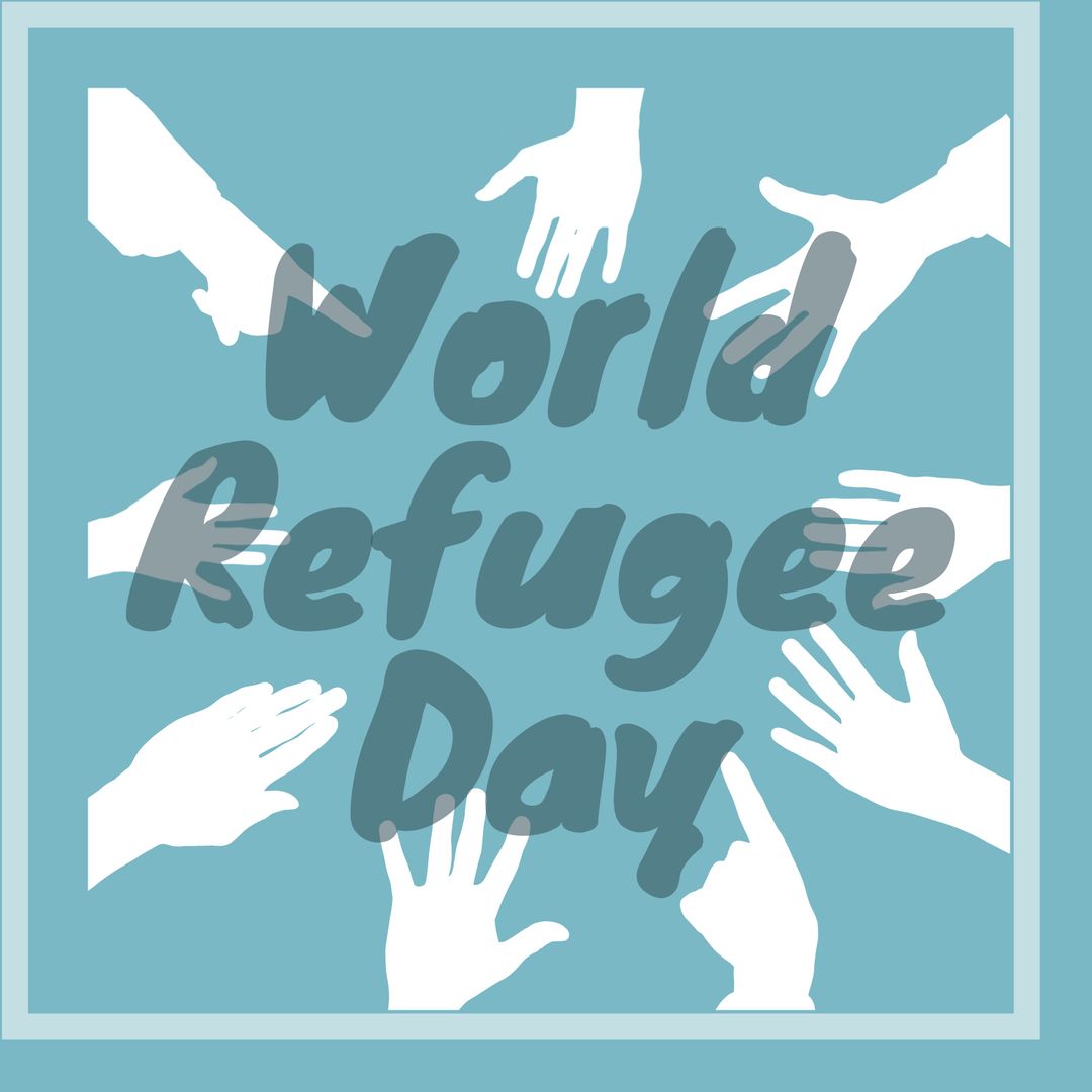 World Refugee Day Digital Illustration with Hands Reaching