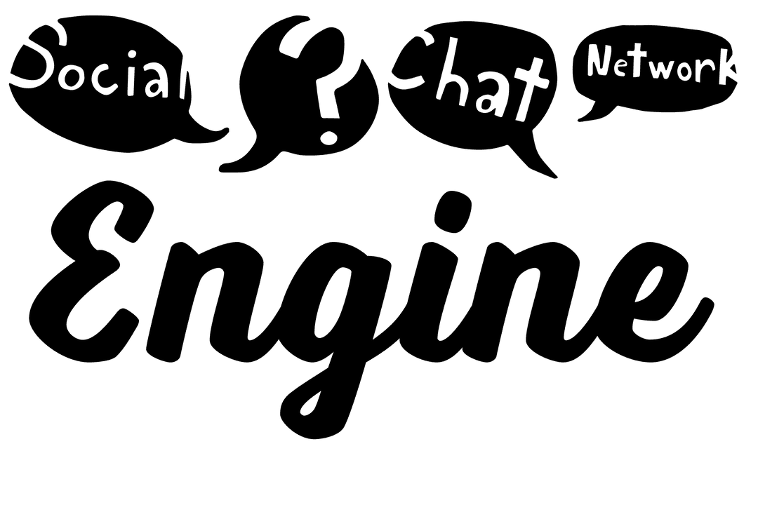 Transparent Engine Text with Social Media Speech Bubbles Design