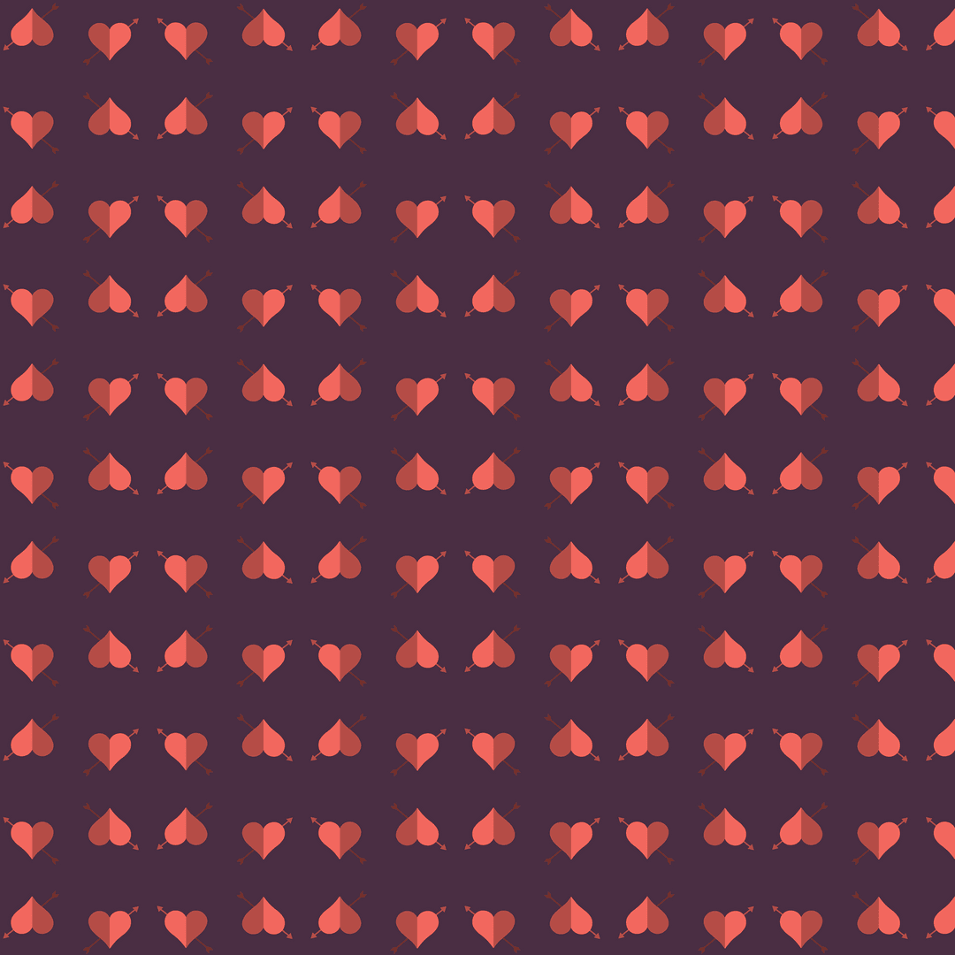 Heart Patterns with Arrows on Transparent Background