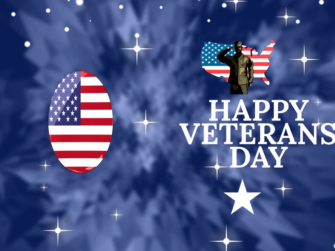 Happy Veterans Day Patriotic Navy Blue Background with American Flags - Download Free Stock Templates Pikwizard.com