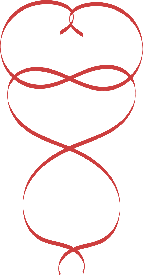 Red Abstract Intertwined Geometric Shape on Transparent Background