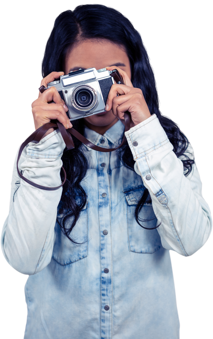 Asian Woman Holding Digital Camera Transparent Background Against White - Download Free Stock Images Pikwizard.com