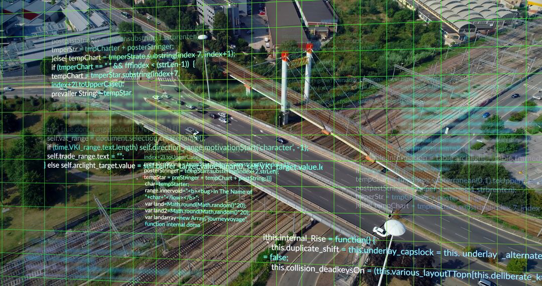 Complex Highway and Railway Interchange with Technology Overlay