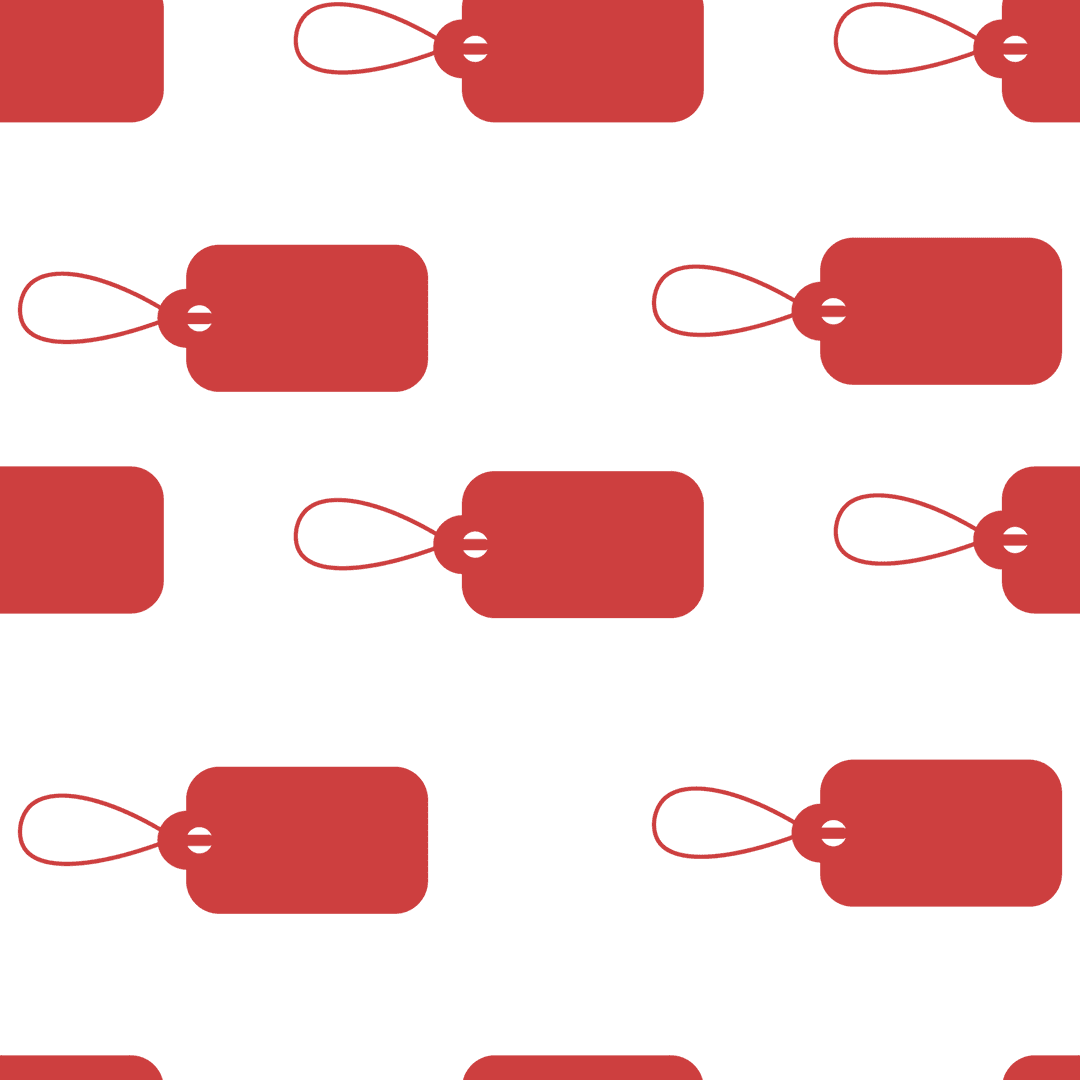 Red Christmas Gift Tags Seamless Vector on Transparent Background