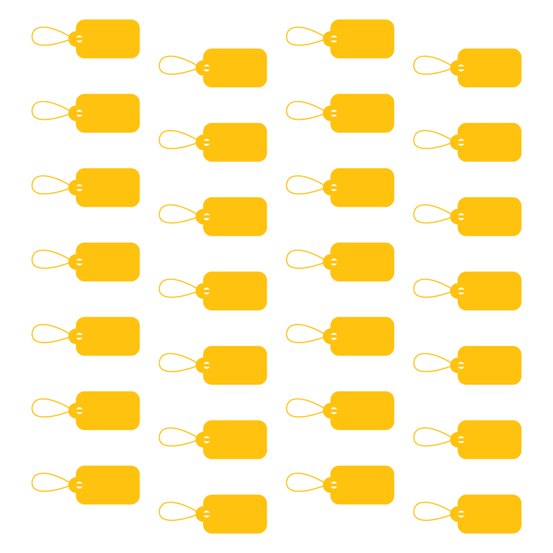 Yellow tags on transparent background pattern design concept