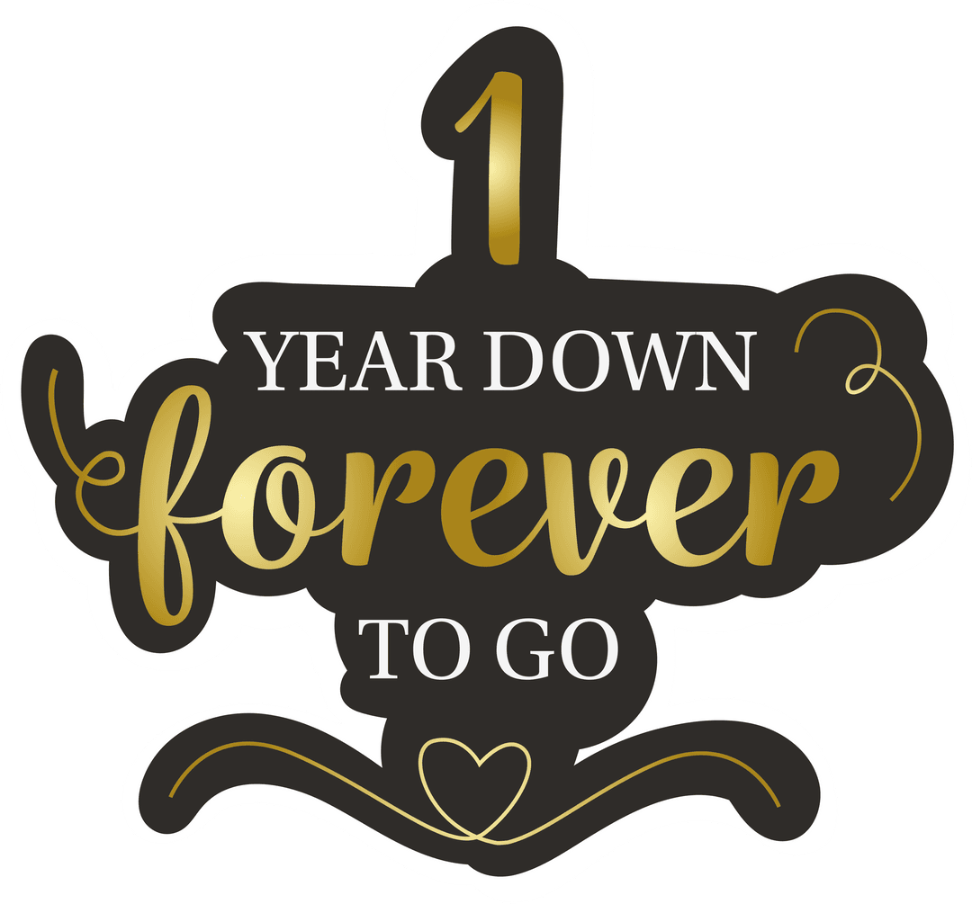 1 Year Anniversary Celebration Graphic on Transparent Background