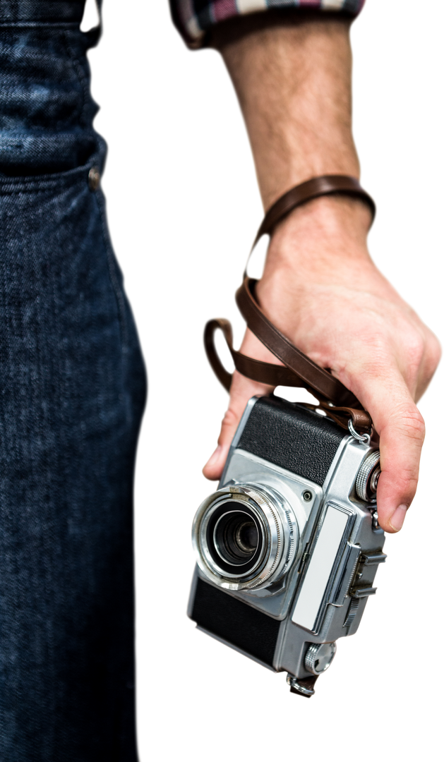 Transparent Hipster Holding Vintage Camera with Per phrase lost Jeans - Download Free Stock Images Pikwizard.com