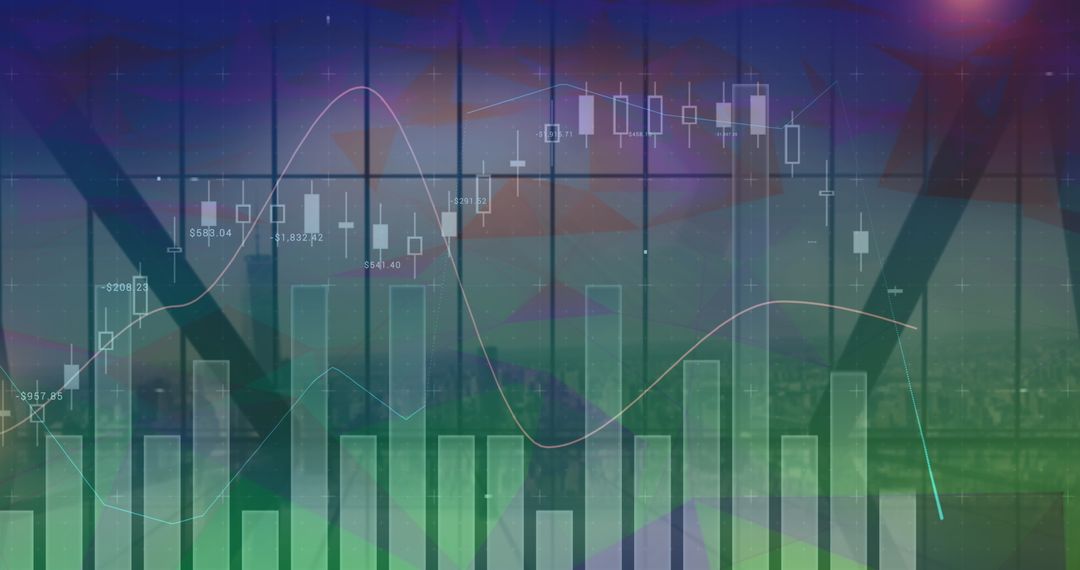 Abstract Financial Data Chart Over Cityscape