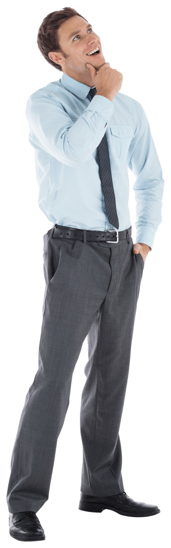 Transparent Image Thoughtful Businessman Pondering New Ideas