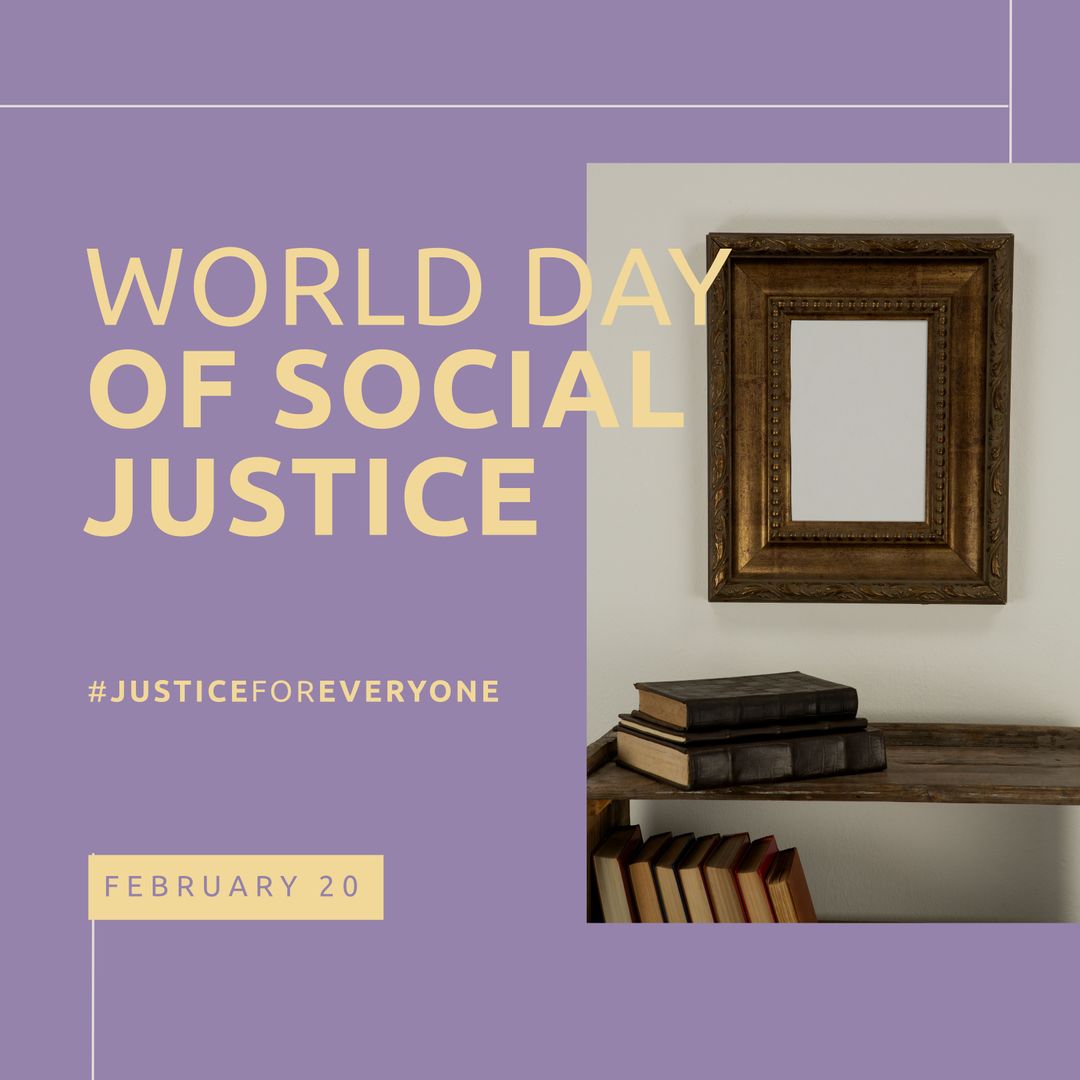 World Day of Social Justice Background Concept with Mirror and Books