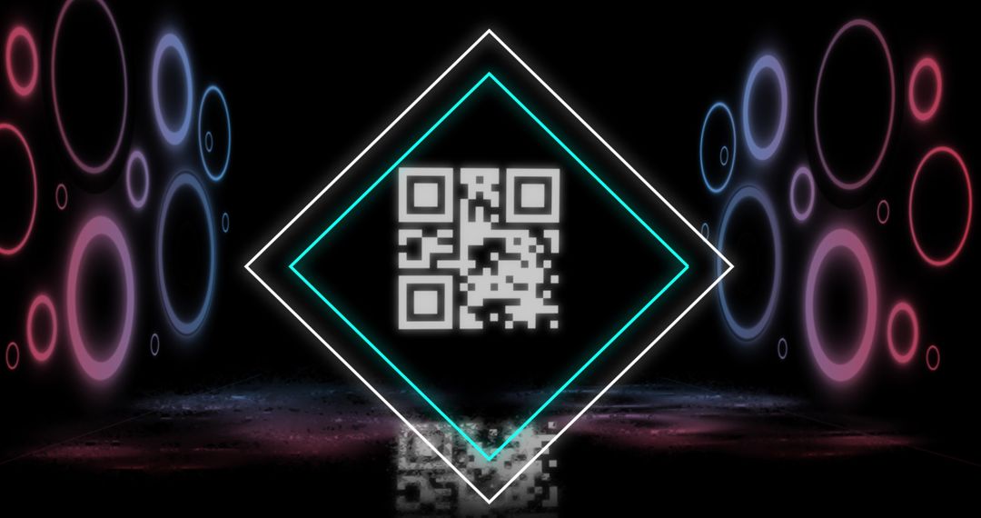 Glowing QR Code with Neon Geometric Background