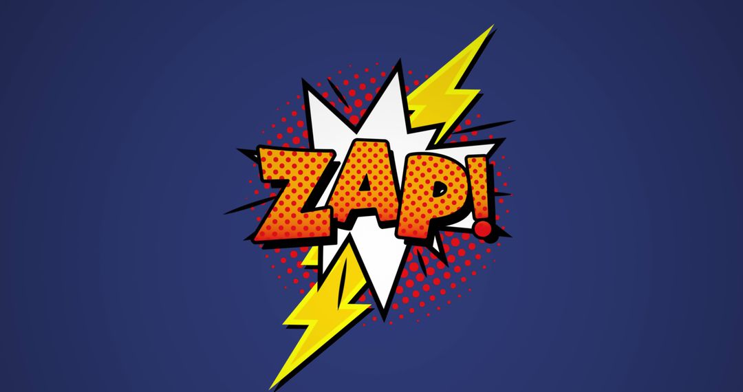 Zap Typography with Comic Style Lightning on Blue Background