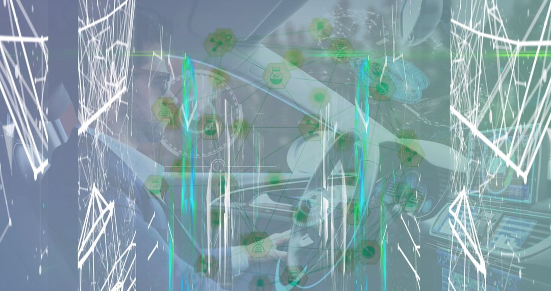 Abstract Network Overlay on Driver Illustrating Technology and Connectivity