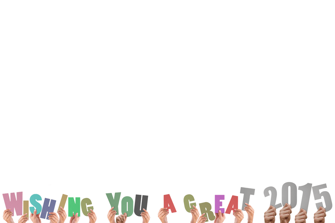 Hands Holding Wishing You a Great 2015 Text on Transparent Background