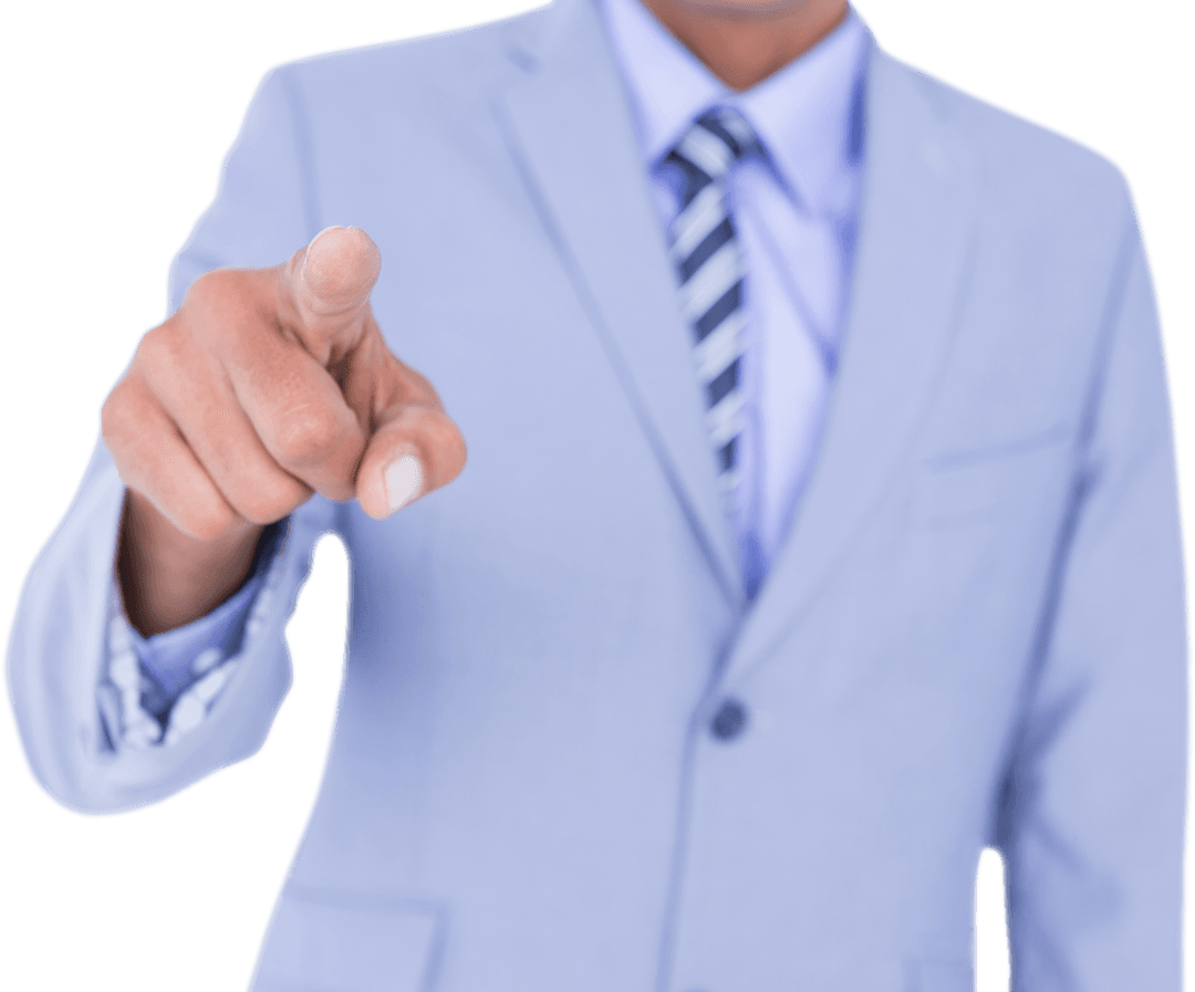 Businessman Touching Transparent Virtual Interface in Formal Attire