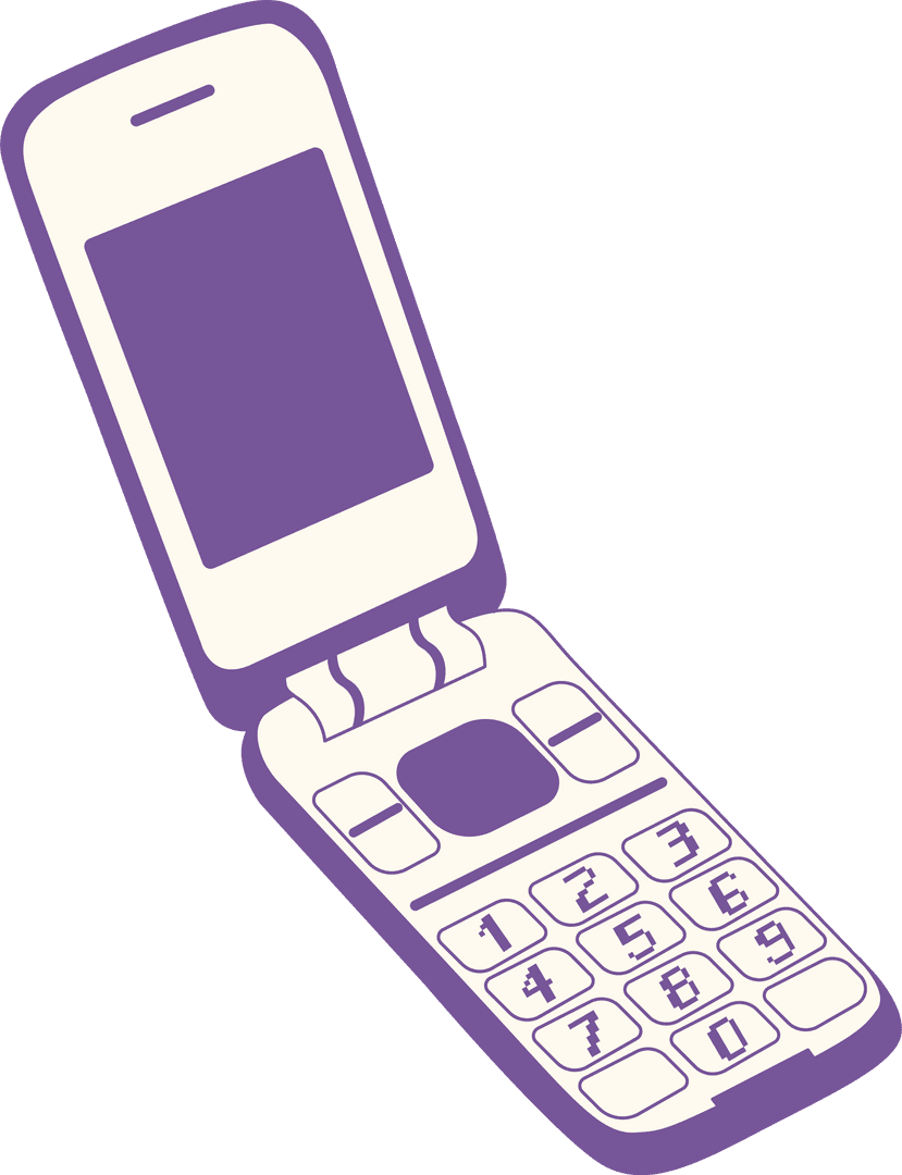 Retro Clamshell Mobile Phone on Transparent Background Design